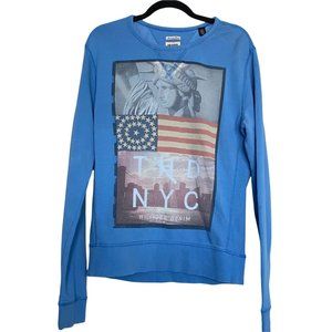 Tommy Hilfiger Baby Blue Graphic Crewneck Sweatshirt| Women's Medium